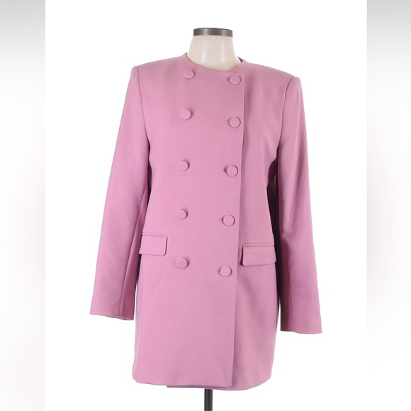 Zara Barbie Pink Lined Double Breasted Buttoned Frock Coat Jacket - Picture 7 of 7